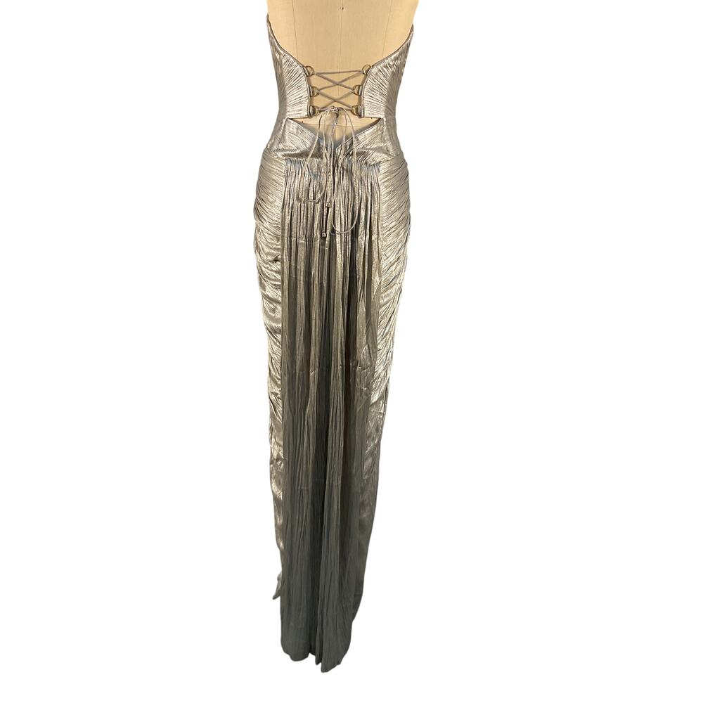 Maria Lucia Hohan Metallic Gunmetal Noor Gown Size 6 - Picture 4 of 7